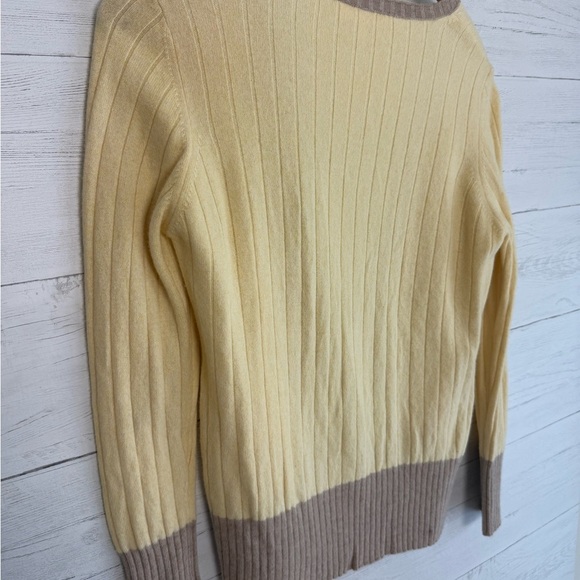 VTG ESCADA Turtleneck Tank & Cardigan Set Yellow Rib Knit Italy 12 Cashmere EUC - Picture 10 of 14